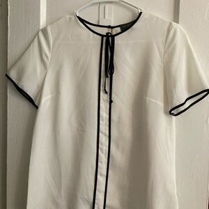 The Limited , White Blouse with Black Trim